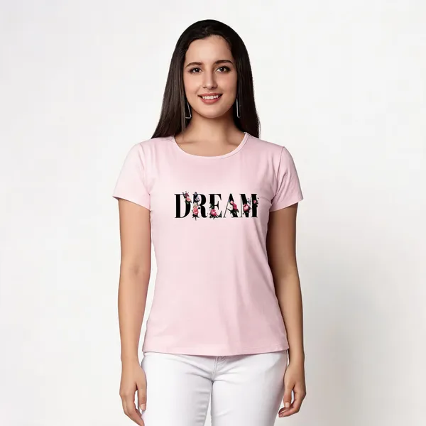 Pink_Pure_Cotton_Printed_Round_Neck_T-Shirt_For_Women