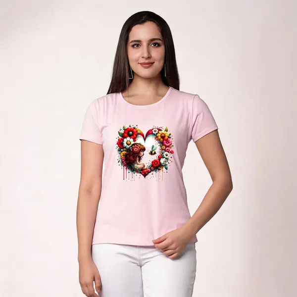 Pink_Pure_Cotton_Printed_Round_Neck_T-Shirt_For_Women