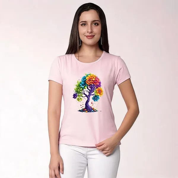 Pink_Pure_Cotton_Printed_Round_Neck_T-Shirt_For_Women