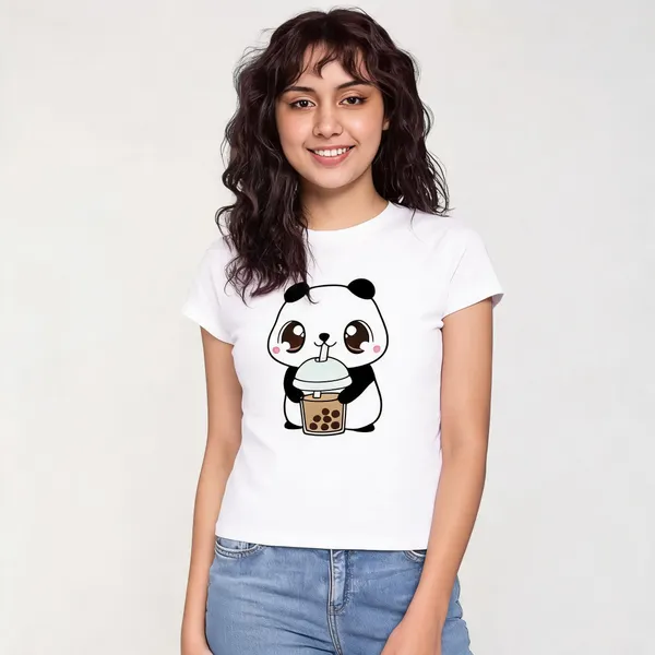 White_Pure_Cotton_Printed_Round_Neck_T-Shirt_For_Women