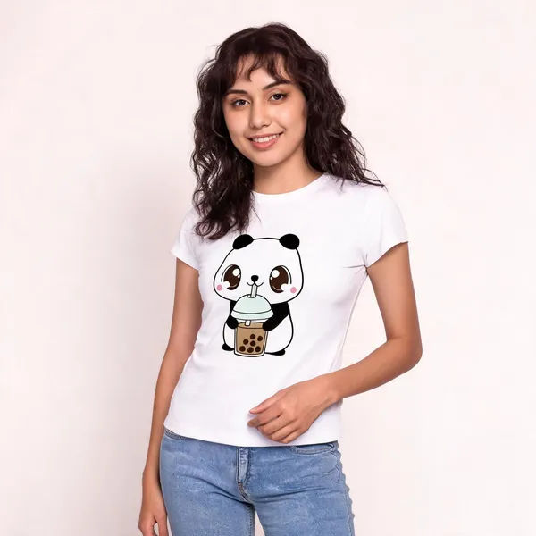 White_Pure_Cotton_Printed_Round_Neck_T-Shirt_For_Women