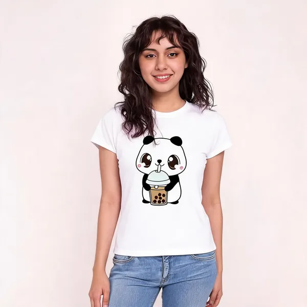 White_Pure_Cotton_Graphic_Print_Round_Neck_T-Shirt_For_Women