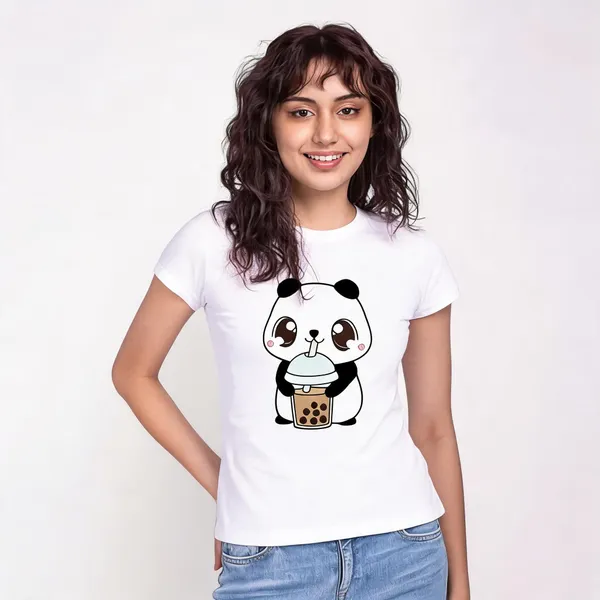 White_Pure_Cotton_Graphic_Print_Round_Neck_T-Shirt_For_Women
