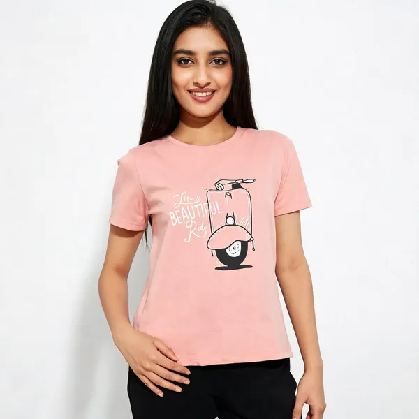 Pink_Pure_Cotton_Graphic_Print_Round_Neck_T-Shirt_For_Women