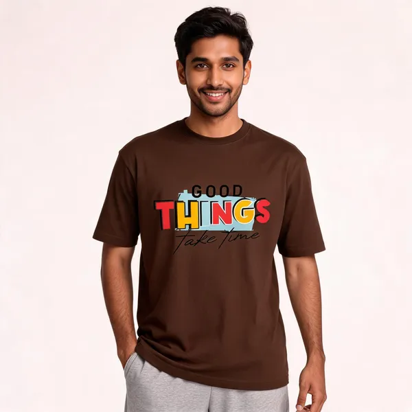 Brown_Pure_Cotton_Round_Neck_Printed_T-Shirt_For_Men