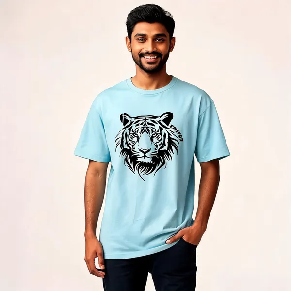 Blue_Pure_Cotton_Printed_Round_Neck_T-Shirt_For_Men