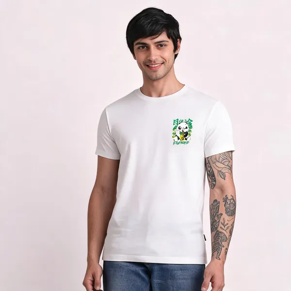 White_Pure_Cotton_Printed_Round_Neck_T-Shirt_For_Men