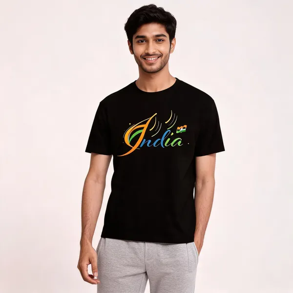 Black_Pure_Cotton_Graphic_Print_Round_Neck_T-Shirt_For_Men