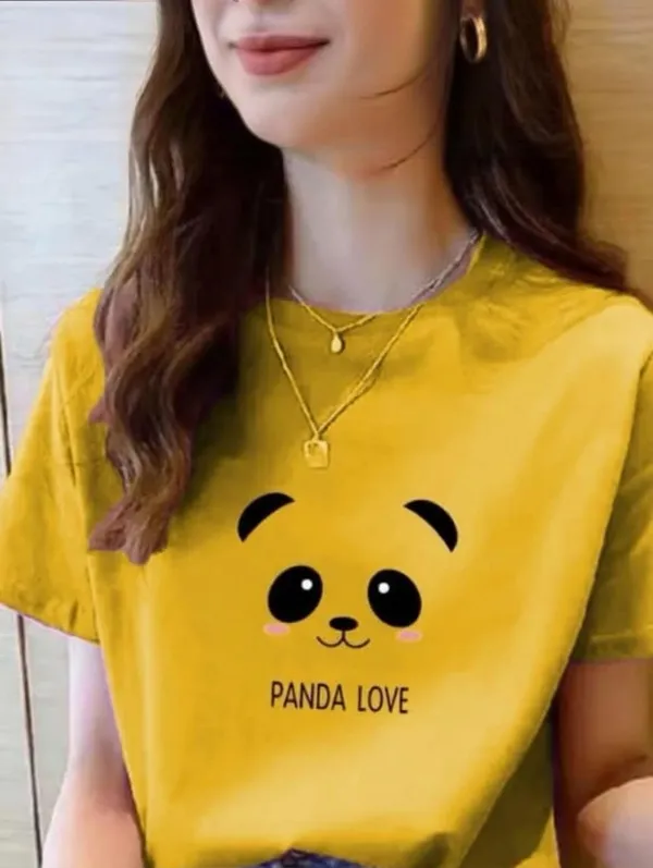 Yellow_Pure_Cotton_Printed_Round_Neck_T-Shirt_For_Women