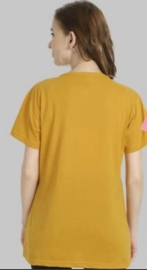 Yellow_Pure_Cotton_Printed_Round_Neck_T-Shirt_For_Women