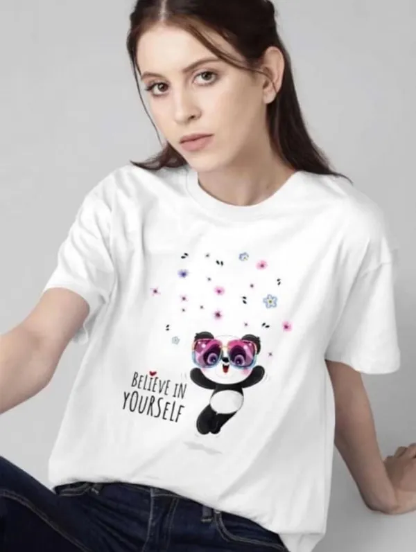 White_Pure_Cotton_Printed_Round_Neck_T-Shirt_For_Women