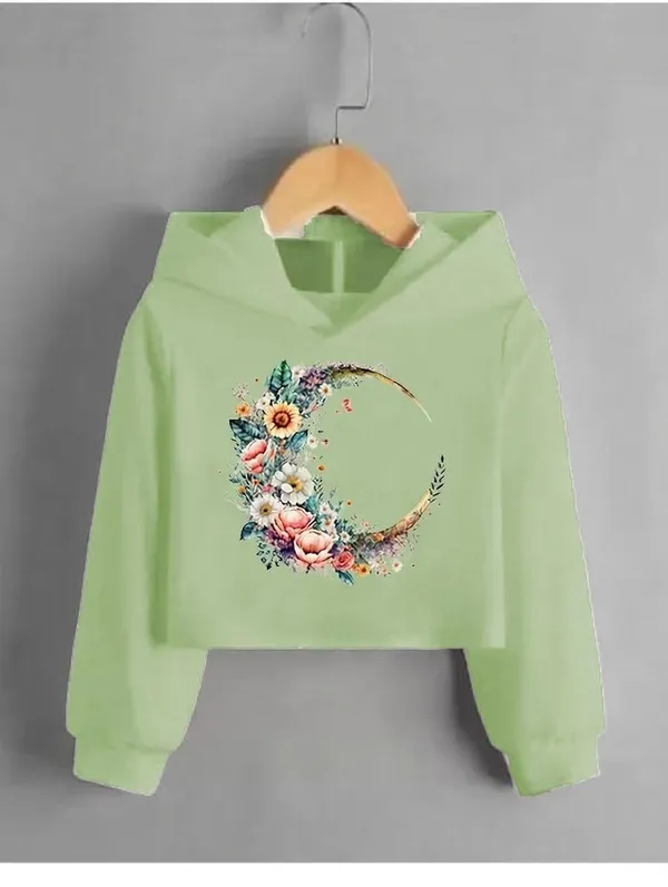 Green_Pure_Cotton_Crop_Hooded_Printed_T-Shirt_For_Women