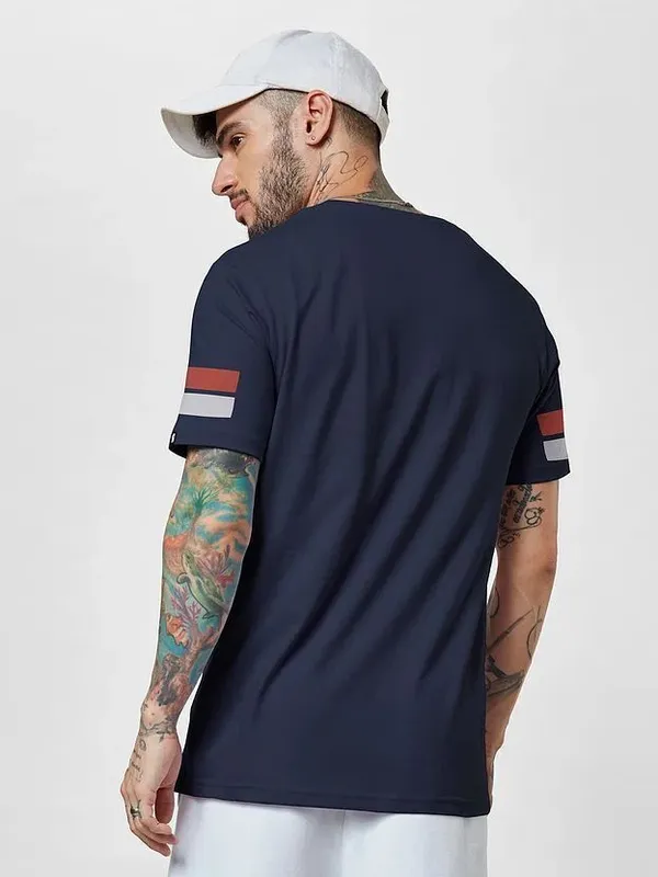 Blue_Pure_Cotton_Graphic_Print_Round_Neck_T-Shirt_For_Men