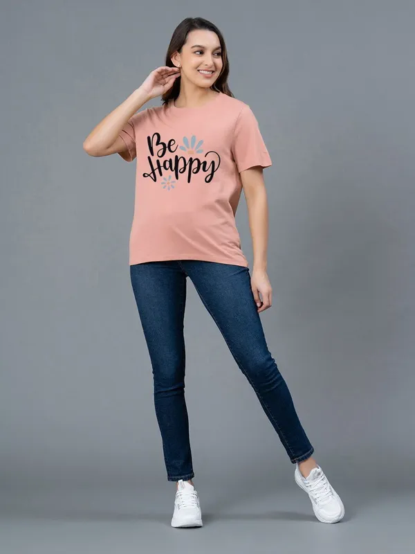 Beige_Cotton_Graphic_Print_Round_Neck_T-Shirt_For_Women