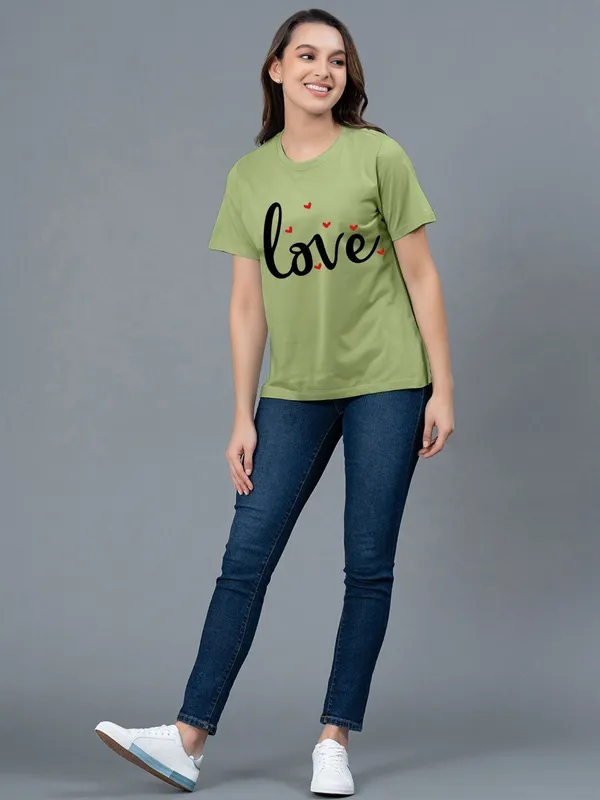 Green_Pure_Cotton_Graphic_Print_Round_Neck_T-Shirt_For_Women