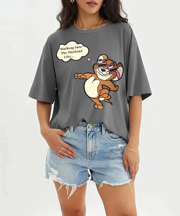 Grey_Pure_Cotton_Oversized_Drop_Shoulder_T-Shirt_For_Women