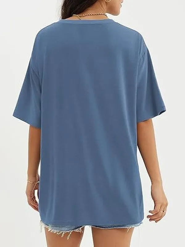 Blue_Pure_Cotton_Printed_Round_Neck_T-Shirt_For_Women