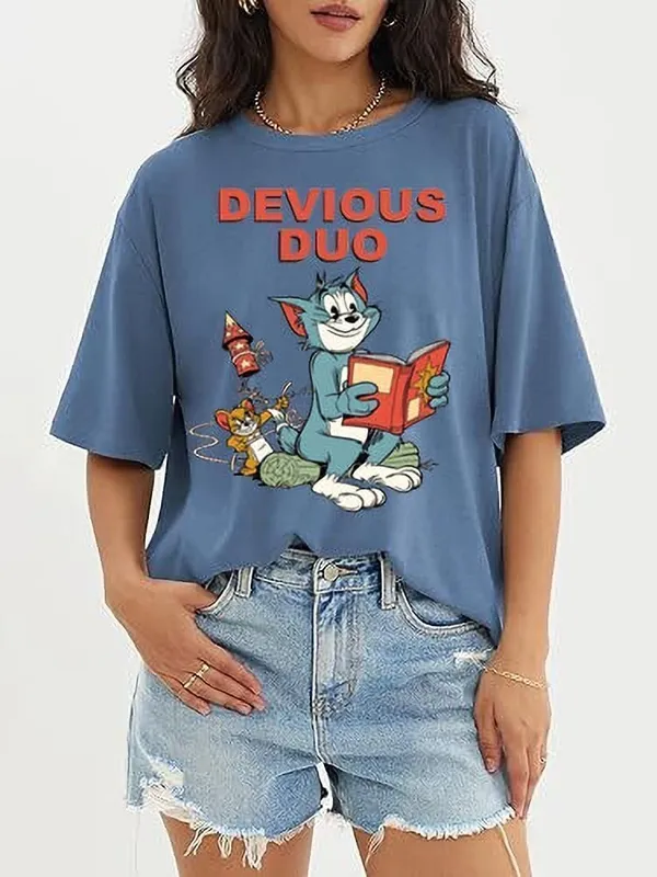 Blue_Pure_Cotton_Oversized_Printed_Round_Neck_T-Shirt_For_Women