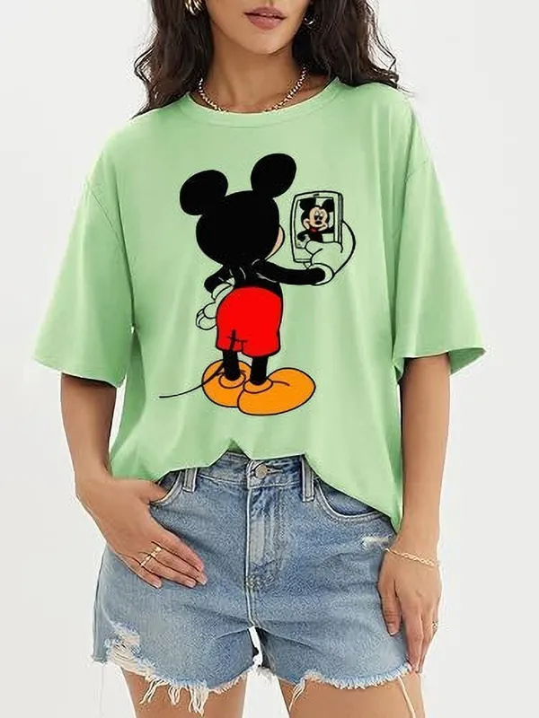Light_Green_Pure_Cotton_Oversized_Drop_Shoulder_T-Shirt_For_Women