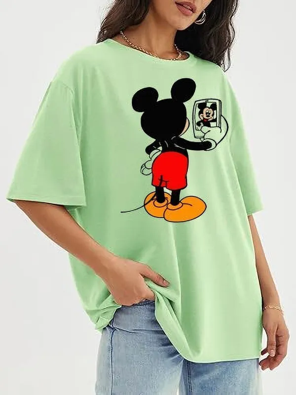 Light_Green_Pure_Cotton_Oversized_Drop_Shoulder_T-Shirt_For_Women