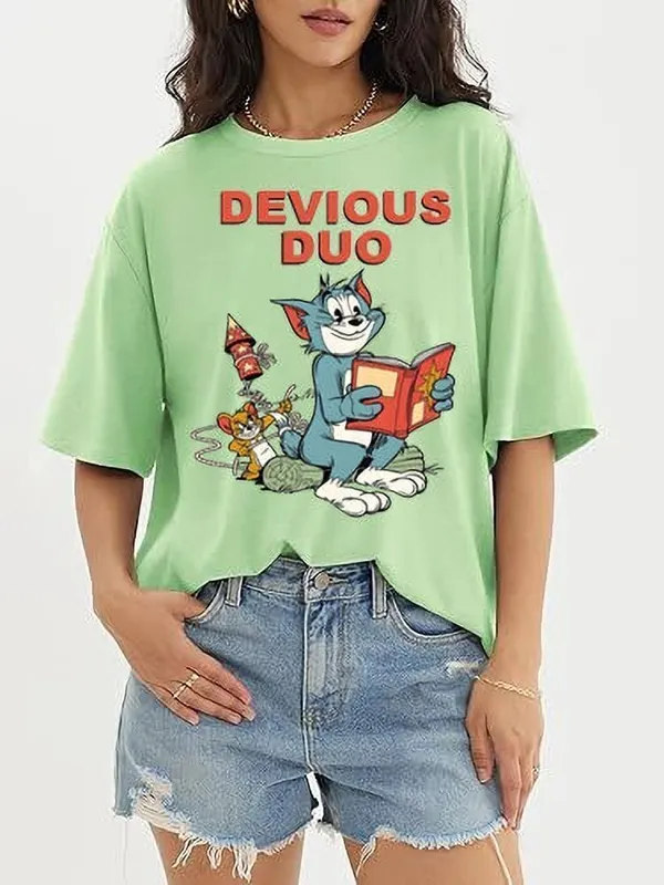Light_Green_Pure_Cotton_Oversized_Drop_Shoulder_T-Shirt_For_Women