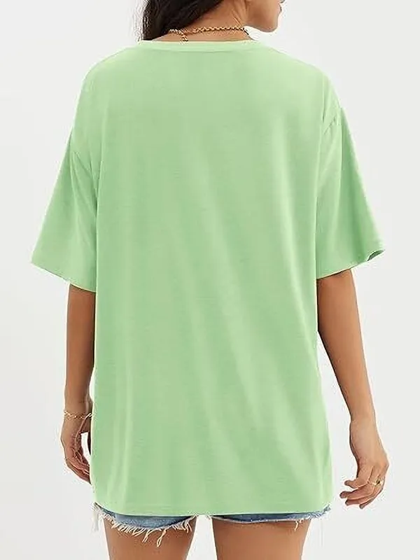 Light_Green_Pure_Cotton_Oversized_Drop_Shoulder_T-Shirt_For_Women