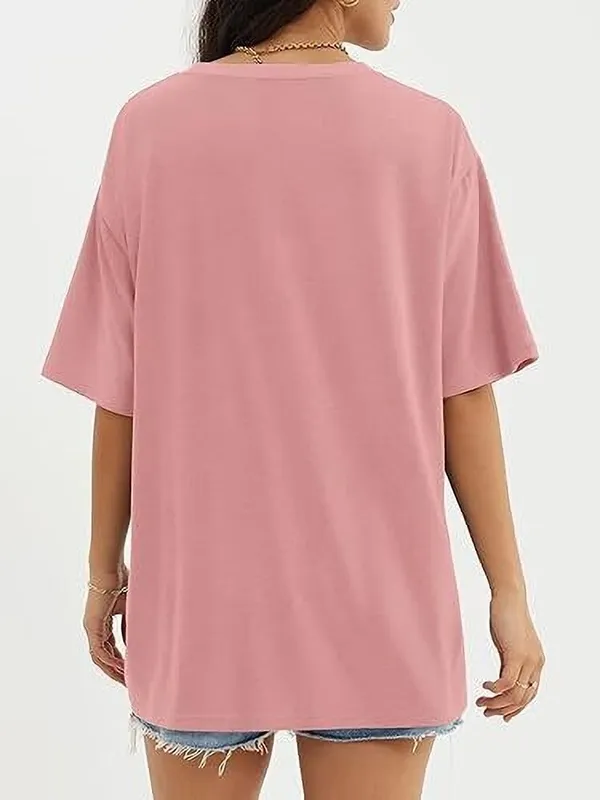 Pink_Pure_Cotton_Printed_Oversized_Round_Neck_T-Shirt_For_Women