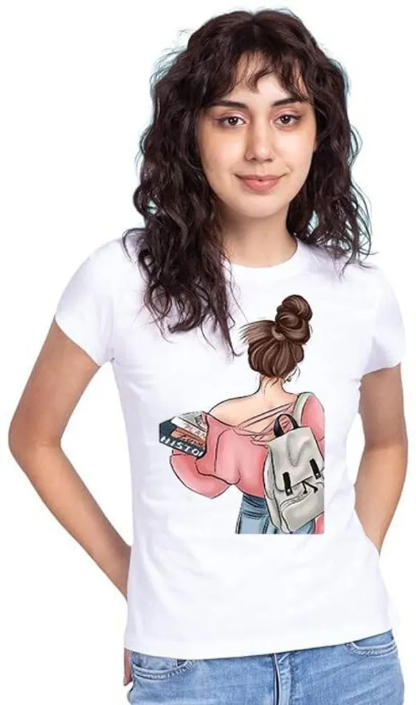 White_Pure_Cotton_Graphic_Print_Round_Neck_T-Shirt_For_Women