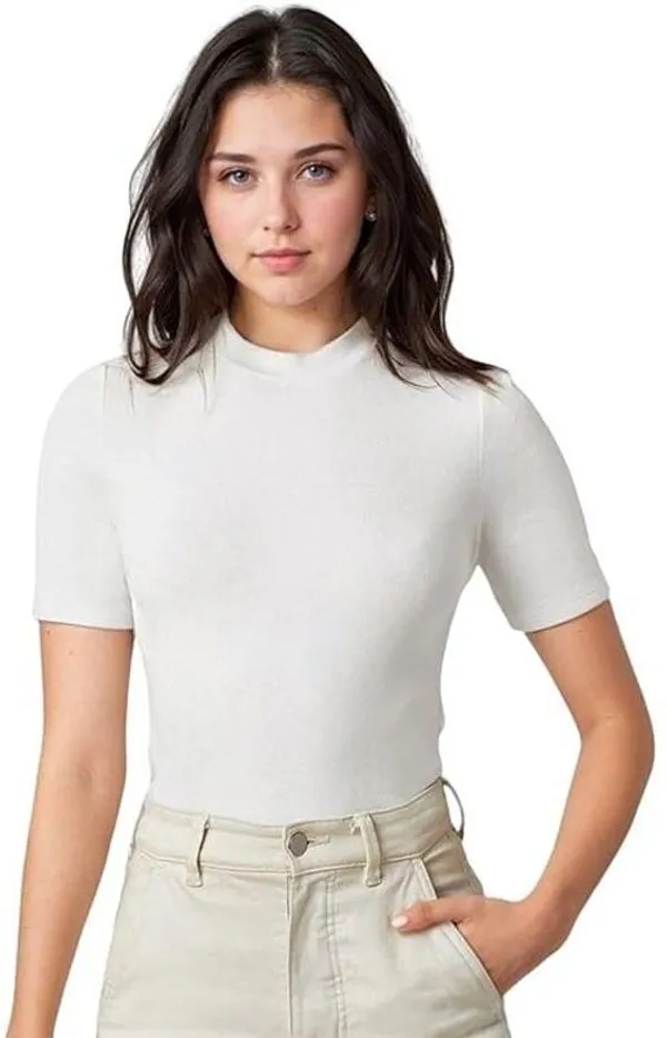 White_Cotton_Solid_Round_Neck_T-Shirt_For_Women