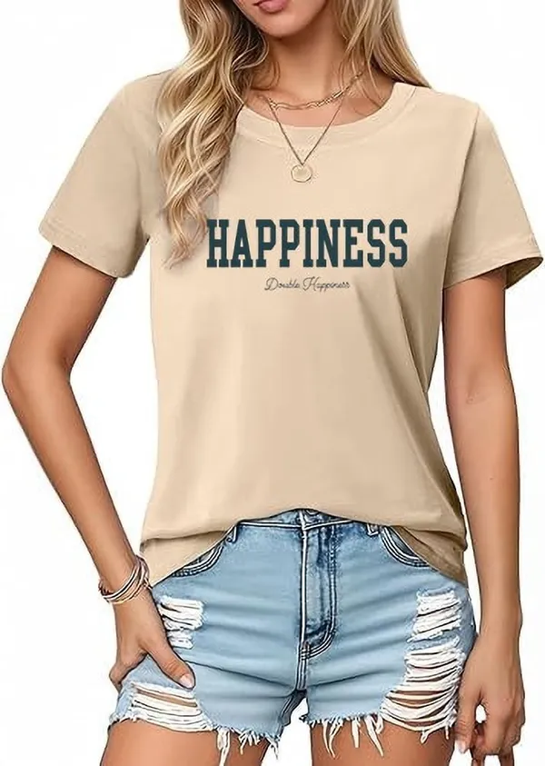 Beige_Pure_Cotton_Printed_Round_Neck_T-Shirt_For_Women