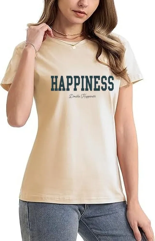 Beige_Pure_Cotton_Printed_Round_Neck_T-Shirt_For_Women