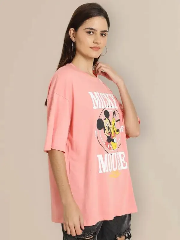 Pink_Pure_Cotton_Printed_Round_Neck_T-Shirt_For_Women