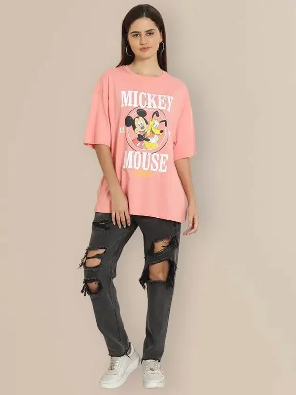 Pink_Pure_Cotton_Printed_Round_Neck_T-Shirt_For_Women