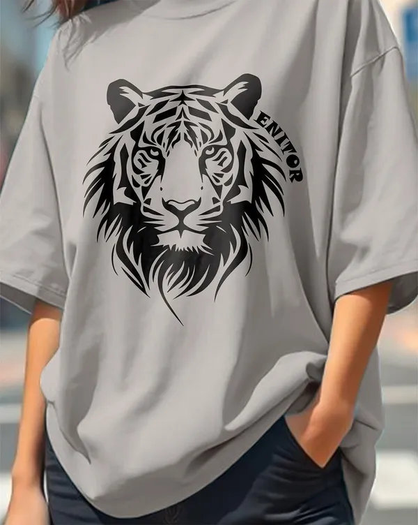 Grey_Pure_Cotton_Graphic_Print_Round_Neck_T-Shirt_For_Women