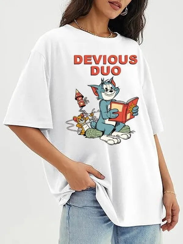 White_Pure_Cotton_Round_Neck_Graphic_Print_T-Shirt_For_Women