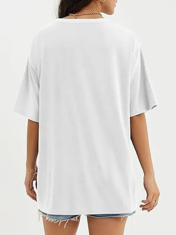 White_Pure_Cotton_Oversized_Drop_Shoulder_T-Shirt_For_Women