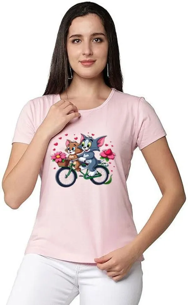 Pink_Pure_Cotton_Graphic_Print_Round_Neck_T-Shirt_For_Women