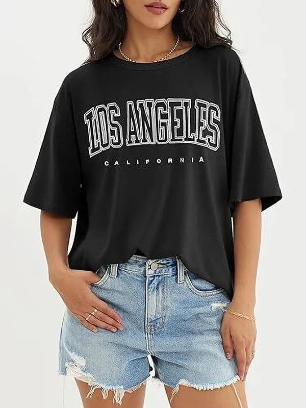 Black_Pure_Cotton_Printed_Round_Neck_T-Shirt_For_Women