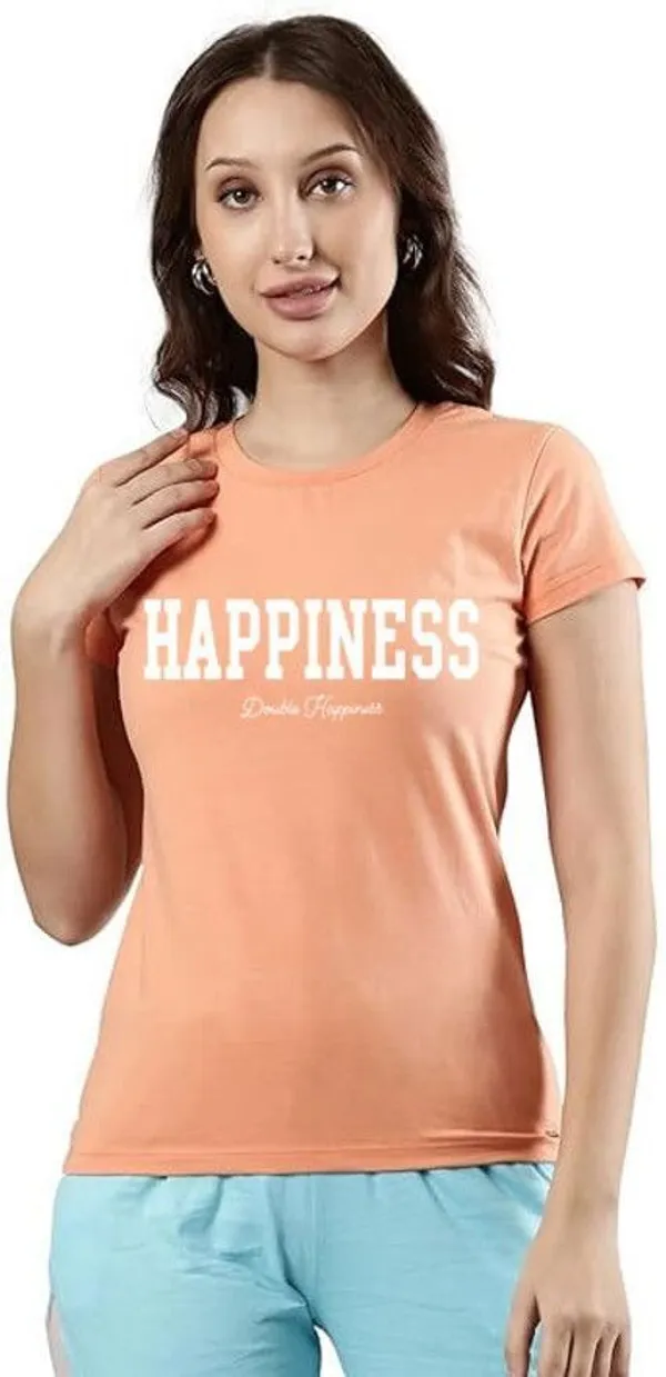 Beige_Pure_Cotton_Printed_Round_Neck_T-Shirt_For_Women