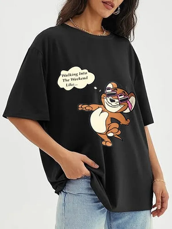 Black_Pure_Cotton_Round_Neck_Printed_T-Shirt_For_Women