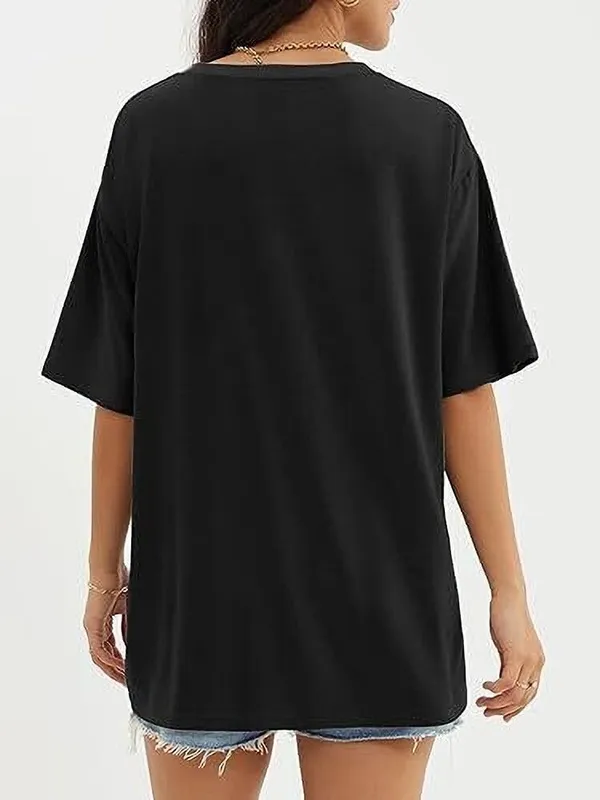 Black_Pure_Cotton_Printed_Round_Neck_T-Shirt_For_Women