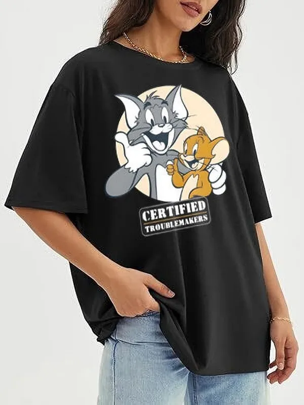 Black_Pure_Cotton_Printed_Round_Neck_T-Shirt_For_Women
