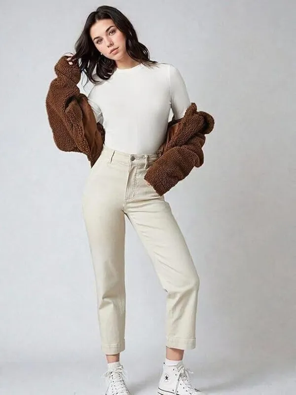 White_Pure_Cotton_Solid_Round_Neck_T-Shirt_For_Women