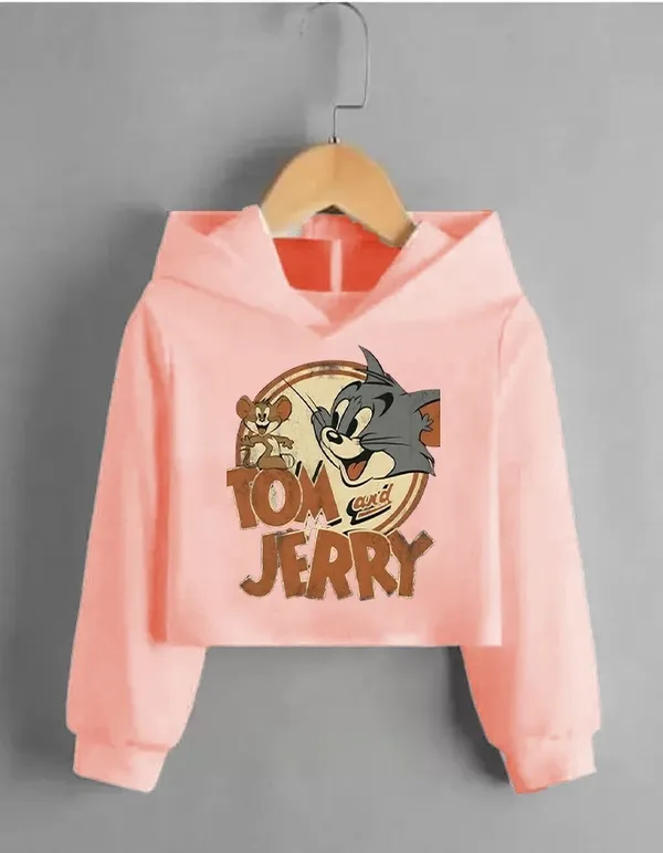 Pink_Cotton_Graphic_Print_Hooded_Crop_T-Shirt_For_Women