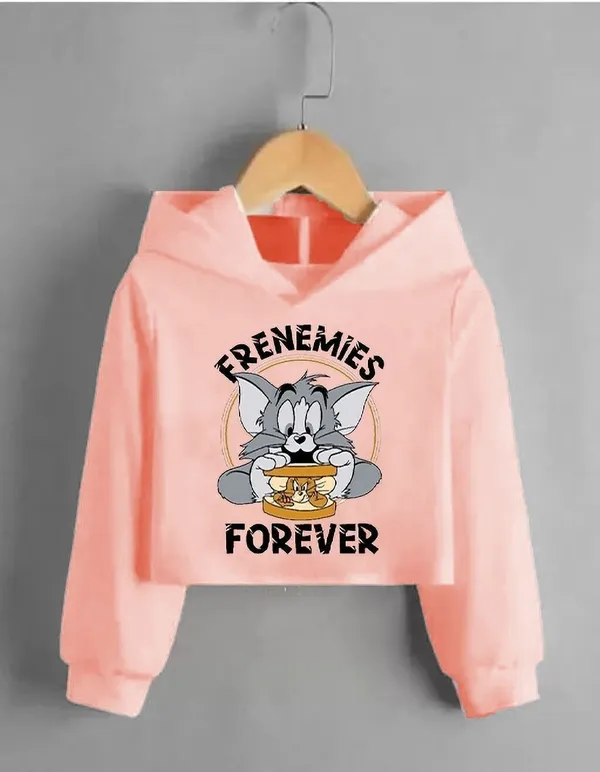 Pink_Pure_Cotton_Hooded_Neck_Crop_T-Shirt_For_Women