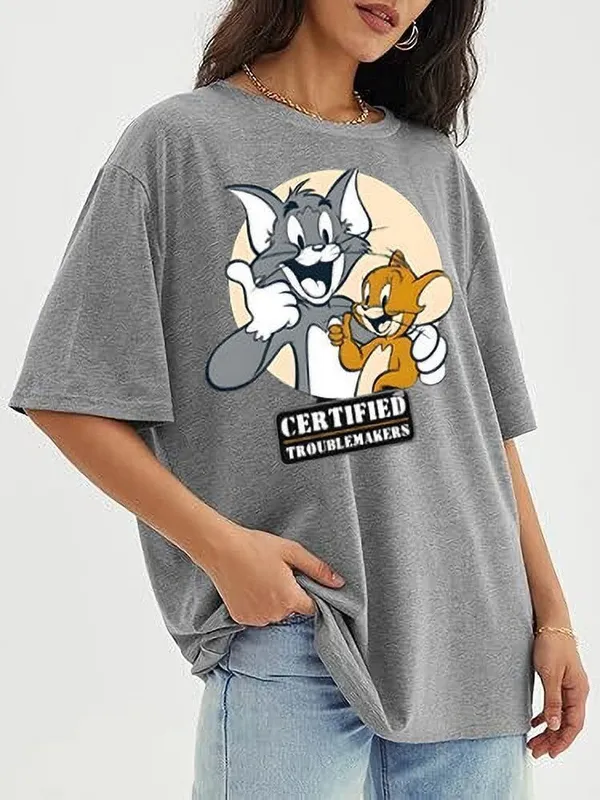 Grey_Pure_Cotton_Cartoon_Print_Oversized_Round_Neck_T-Shirt_For_Women