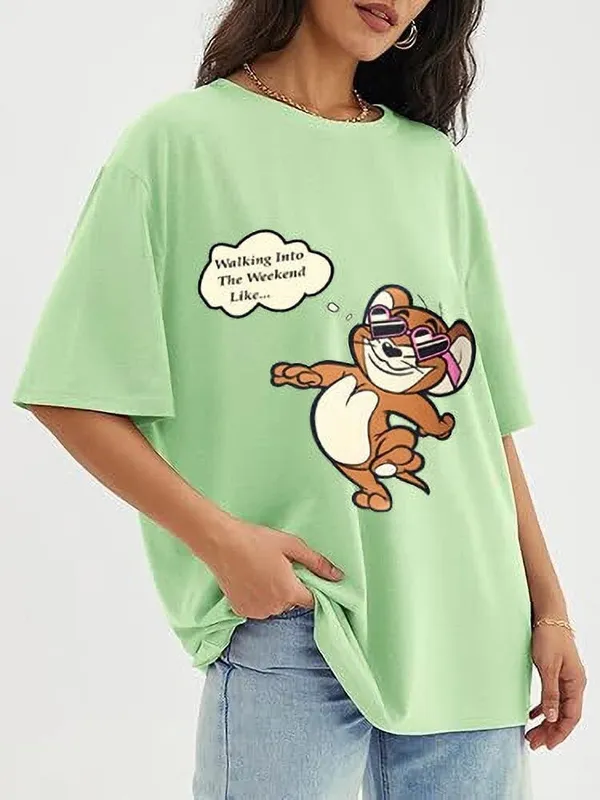 Green_Pure_Cotton_Graphic_Print_Round_Neck_T-Shirt_For_Women
