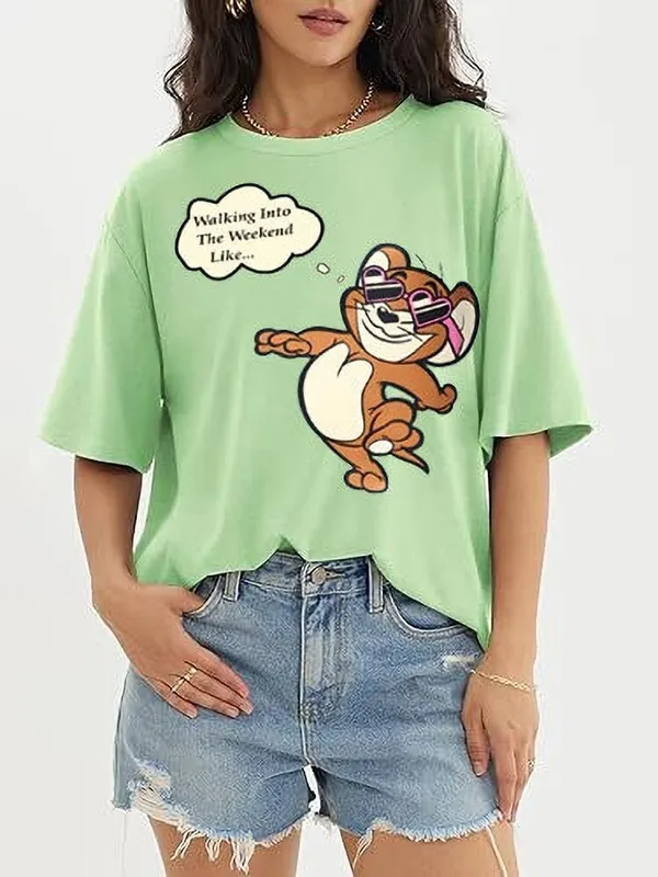Green_Pure_Cotton_Graphic_Print_Round_Neck_T-Shirt_For_Women