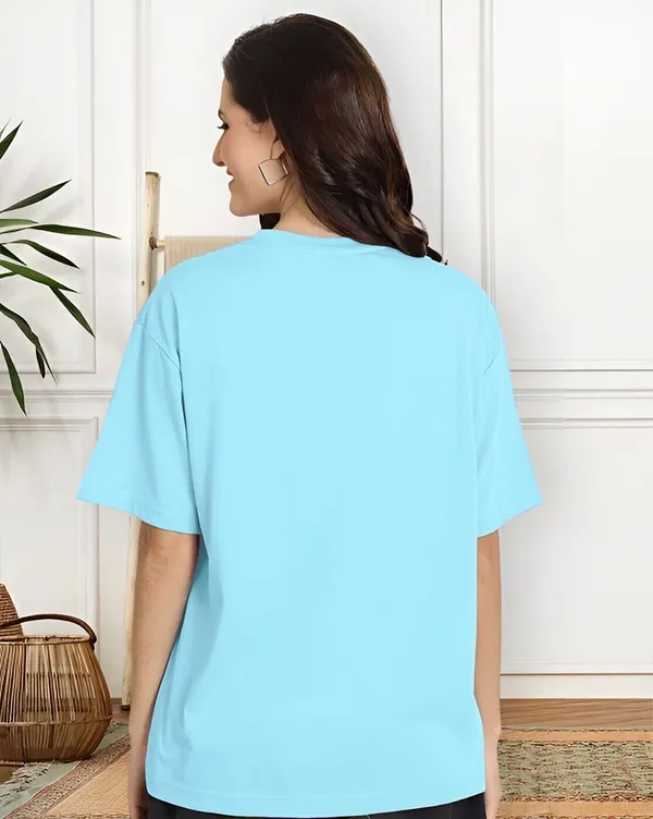 Blue_Pure_Cotton_Printed_Oversized_Round_Neck_T-Shirt_For_Women