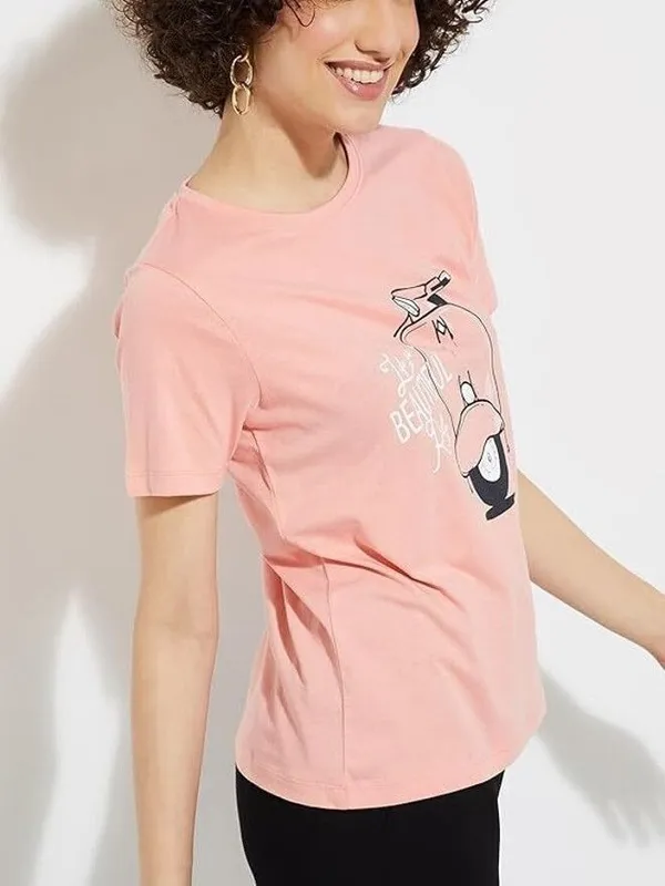Pink_Pure_Cotton_Graphic_Round_Neck_T-Shirt_For_Women